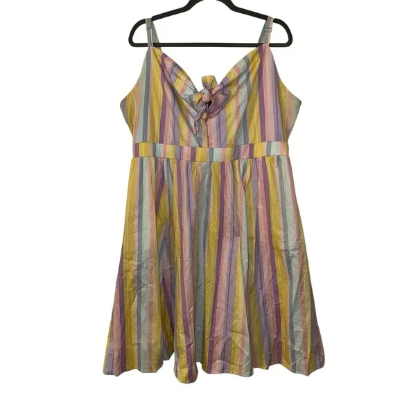 Torrid Skater Dress Poplin Multi Stripe NWT New 2X Pastel Color Rockabilly - Picture 1 of 5
